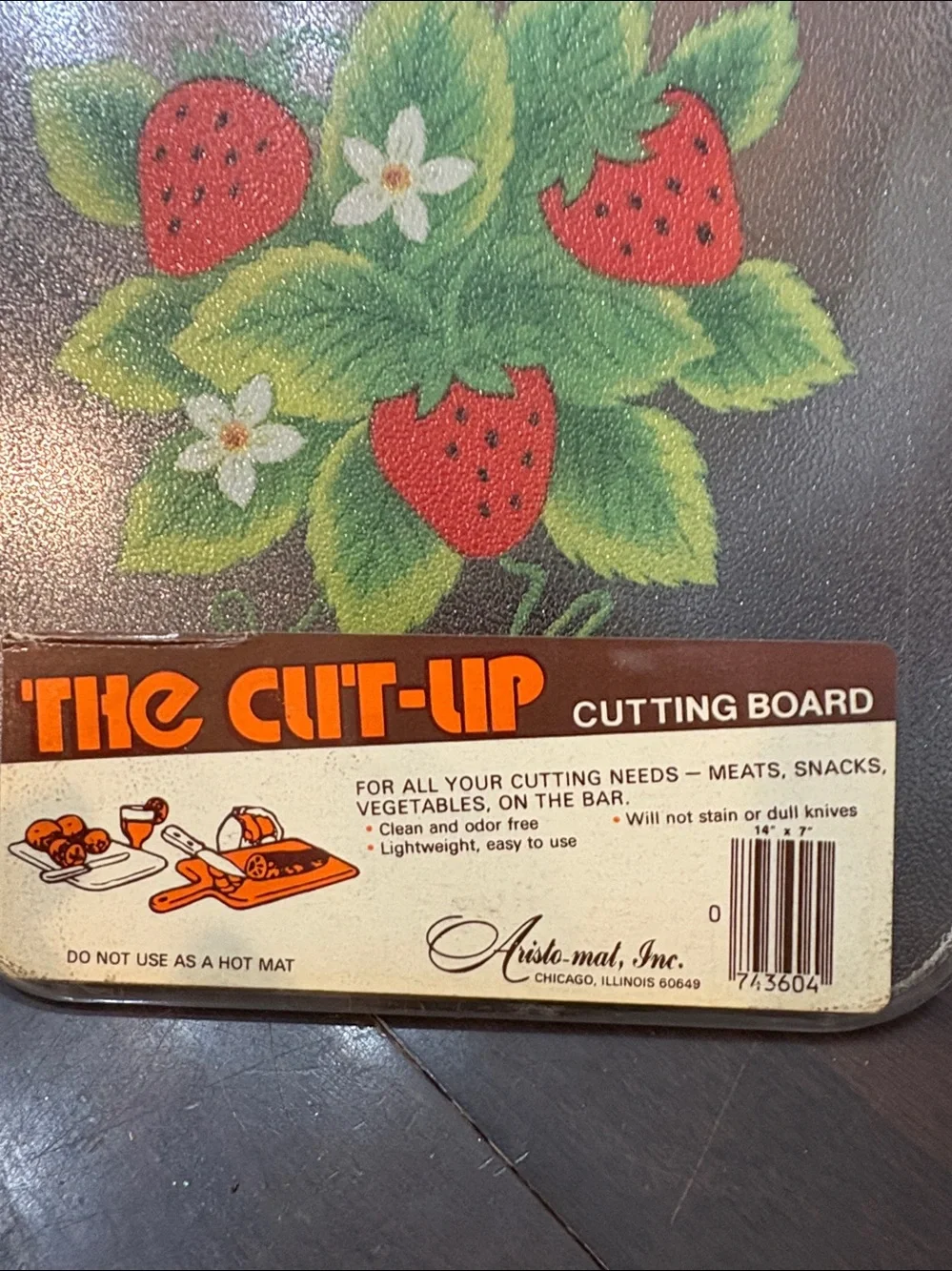 Vintage The Cut-Up Cutting Board with Strawberry Graphic